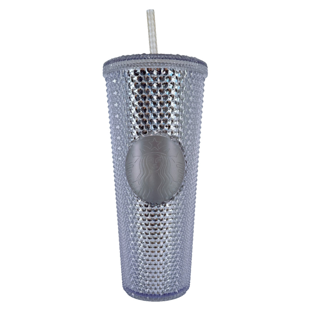 2019 Starbucks Studded Platinum Silver Bling Cold Cup Tumbler 24oz Venti Used
